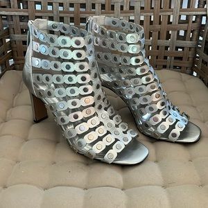 1. State Silver bootie heels